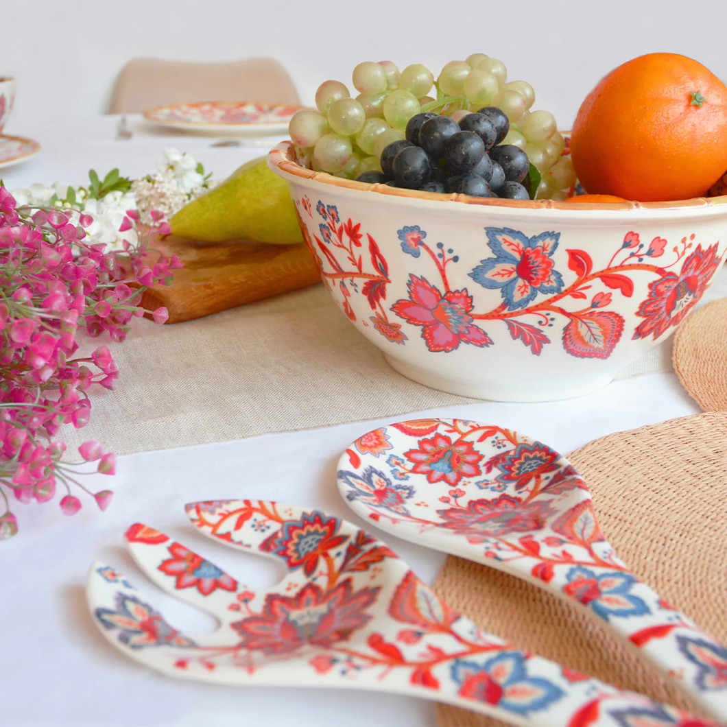 JAIPUR Deep melamine salad bowl with flowers - Ø 25 cm