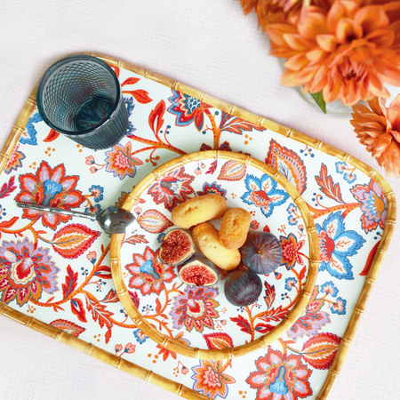 JAIPUR  Large rectangular floral melamine display tray - 45 x 32 cm