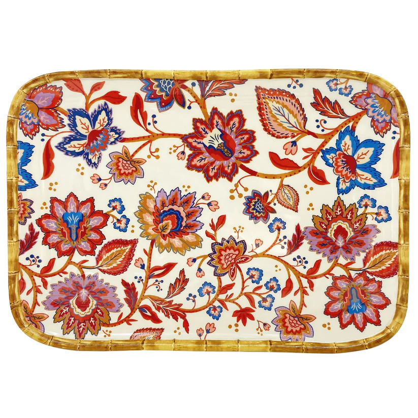 JAIPUR  Large rectangular floral melamine display tray - 45 x 32 cm